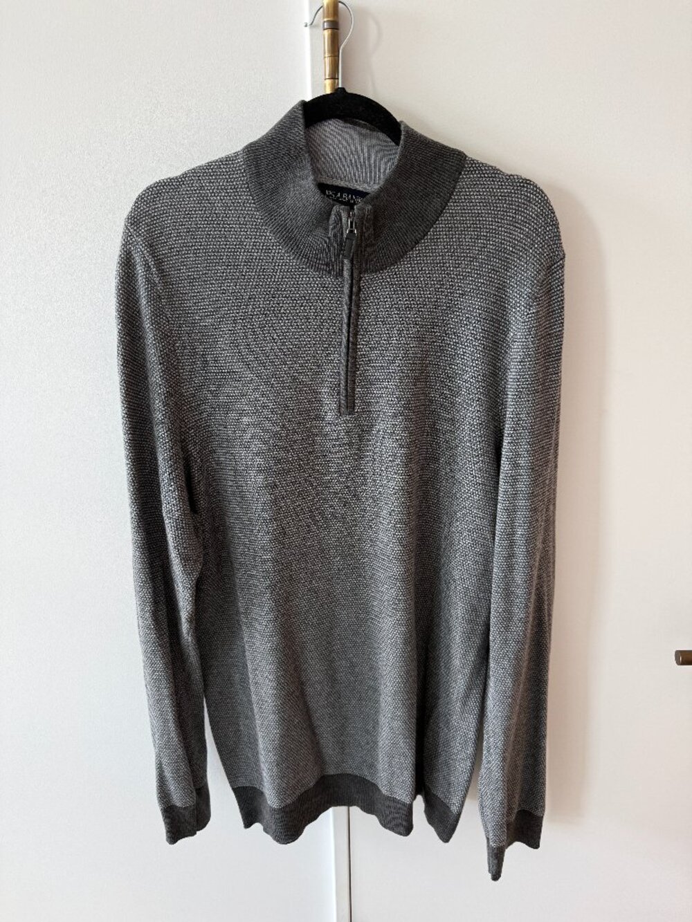 Jos. A. Bank Gray Quarter Zip Knit  100% Cotton Sweater XXLT